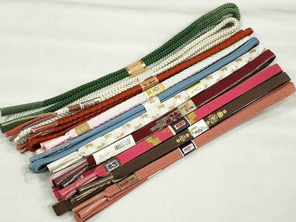 平和屋着物●和装小物　帯締め10本セット　高麗組　唐組　冠組　礼装用　金糸　逸品　未使用　CABK4822qe