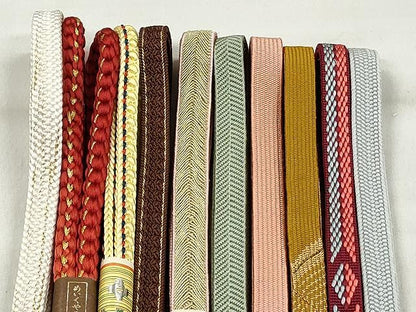 平和屋着物●和装小物　帯締め10本セット　高麗組　笹浪組　大和組　礼装用　長尺　金糸　逸品　未使用　CABK4823qe