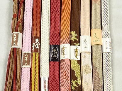 平和屋着物●和装小物　帯締め10本セット　高麗組　笹浪組　唐組　礼装用　金糸　逸品　未使用　CABK4824qe