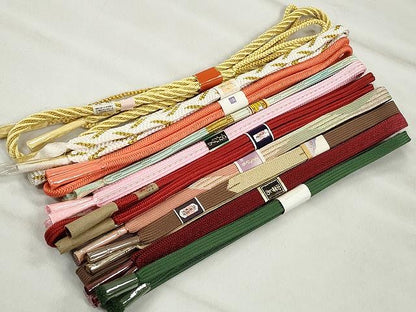 平和屋着物●和装小物　帯締め10本セット　高麗組　冠組　奈良組　礼装用　金糸　逸品　未使用　CABK4827qe