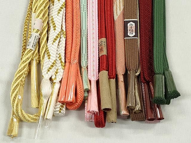 平和屋着物●和装小物　帯締め10本セット　高麗組　冠組　奈良組　礼装用　金糸　逸品　未使用　CABK4827qe