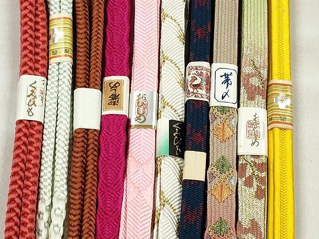 平和屋着物●和装小物　帯締め10本セット　高麗組　唐組　笹浪組　角八つ組　礼装用　金糸　逸品　未使用　CABK4828qe