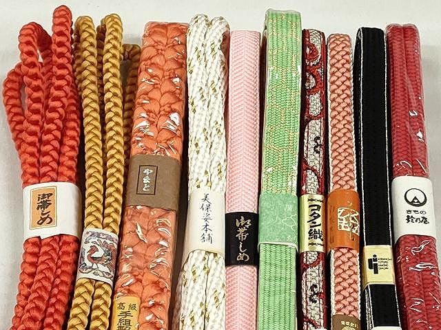 平和屋着物●和装小物　帯締め10本セット　高麗組　笹浪組　礼装用　金糸　やまと誂製　鈴乃屋扱い　逸品　未使用　CABK4834qe