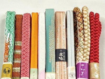 平和屋着物●和装小物　帯締め10本セット　高麗組　冠組　御岳組　金糸　さが美扱い　逸品　未使用　CABK4837qe