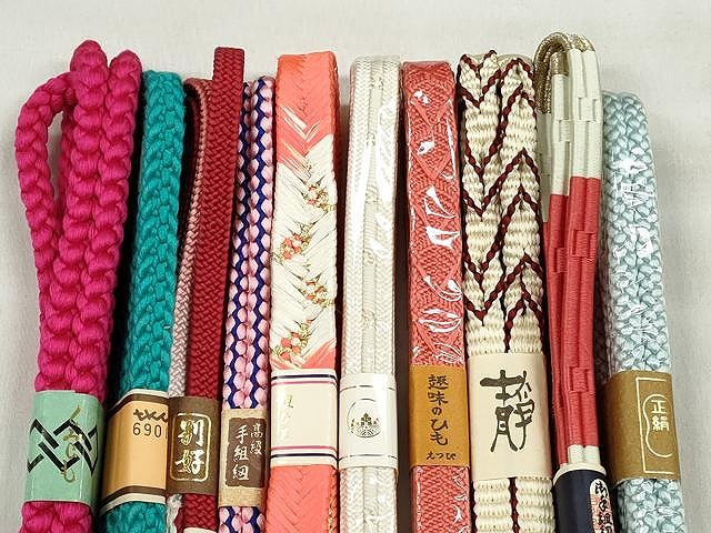 平和屋着物●和装小物　帯締め10本セット　高麗組　大和組　鎌倉組　礼装用　金糸　逸品　未使用　CABK4839qe
