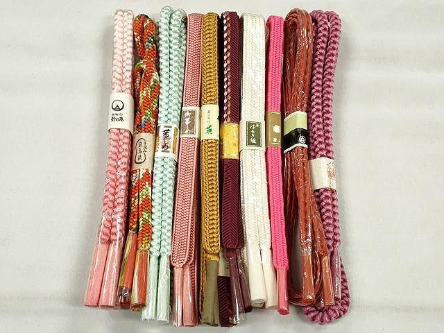平和屋着物●和装小物　帯締め10本セット　御岳　笹浪組　金糸　鈴乃屋扱い　逸品　未使用　CABK4840qe
