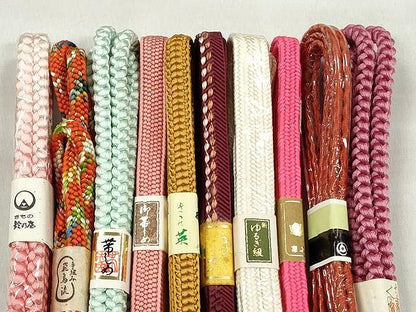 平和屋着物●和装小物　帯締め10本セット　御岳　笹浪組　金糸　鈴乃屋扱い　逸品　未使用　CABK4840qe