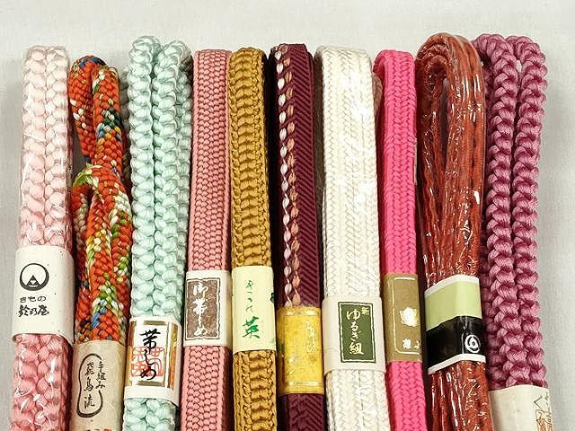 平和屋着物●和装小物　帯締め10本セット　御岳　笹浪組　金糸　鈴乃屋扱い　逸品　未使用　CABK4840qe