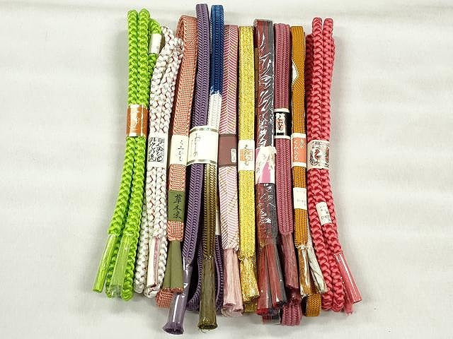 平和屋着物●和装小物　帯締め10本セット　笹浪組　御岳組　礼装用　金糸　逸品　未使用　CABK4843qe