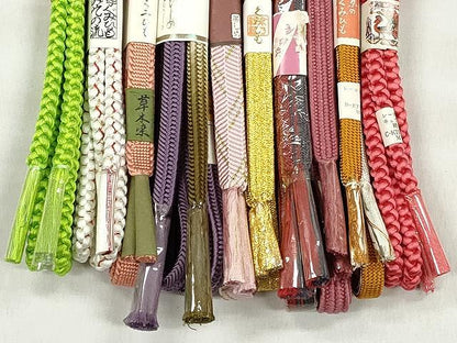 平和屋着物●和装小物　帯締め10本セット　笹浪組　御岳組　礼装用　金糸　逸品　未使用　CABK4843qe