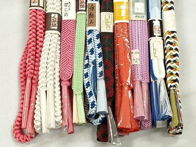 平和屋着物●和装小物　帯締め10本セット　唐組　大和組　角八つ組　御岳　逸品　未使用　CABK4844qe