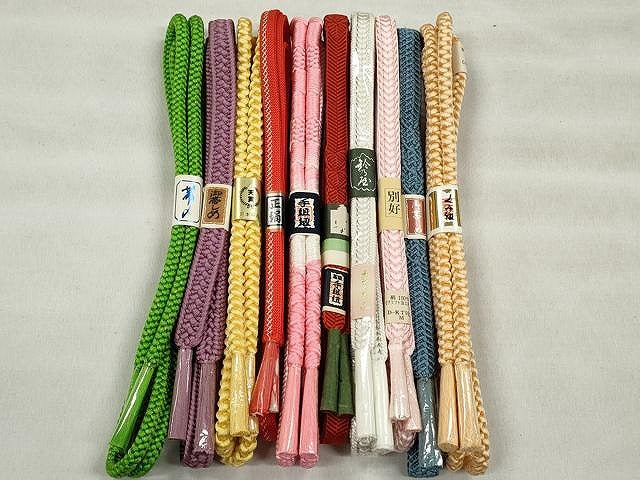 平和屋着物●和装小物　帯締め10本セット　笹浪組　鴨川組　礼装用　銀糸　鈴乃屋扱い　逸品　未使用　CABK4846qe