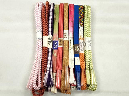 平和屋着物●和装小物　帯締め10本セット　高麗組　御岳組　鎌倉組　長尺　金糸　逸品　未使用　CABK4850qe