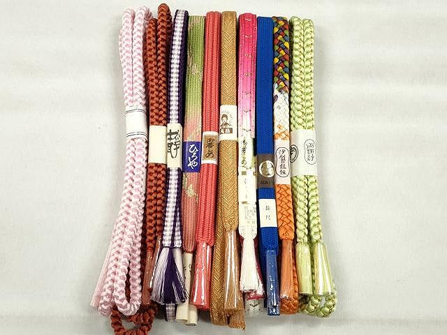 平和屋着物●和装小物　帯締め10本セット　高麗組　御岳組　鎌倉組　長尺　金糸　逸品　未使用　CABK4850qe
