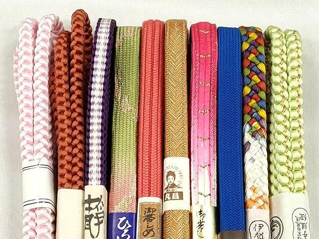 平和屋着物●和装小物　帯締め10本セット　高麗組　御岳組　鎌倉組　長尺　金糸　逸品　未使用　CABK4850qe