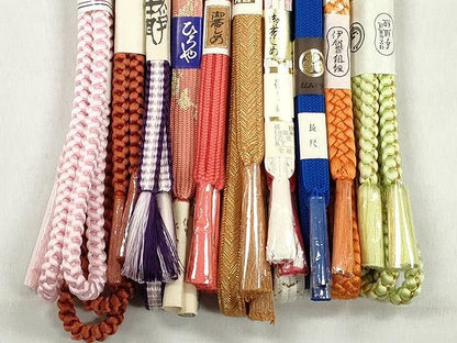 平和屋着物●和装小物　帯締め10本セット　高麗組　御岳組　鎌倉組　長尺　金糸　逸品　未使用　CABK4850qe