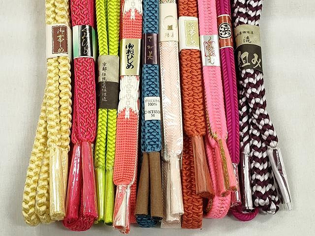 平和屋着物●和装小物　帯締め10本セット　高麗組　大和組　角八つ組　金糸　さが美扱い　逸品　未使用　CABK4852qe