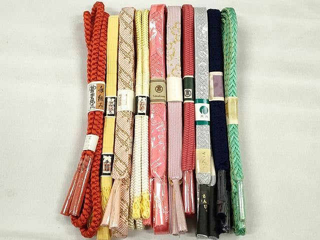 平和屋着物●和装小物　帯締め10本セット　高麗組　唐組　鴨川組　さんび謹製　金糸　高島屋・大丸扱い　逸品　未使用　CABK4855qe