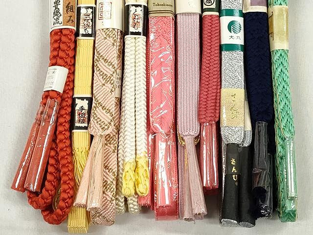 平和屋着物●和装小物　帯締め10本セット　高麗組　唐組　鴨川組　さんび謹製　金糸　高島屋・大丸扱い　逸品　未使用　CABK4855qe