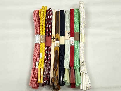 平和屋着物●和装小物　帯締め10本セット　高麗組　笹浪組　礼装用　長尺　金糸　松坂屋扱い　逸品　未使用　CABK4856qe