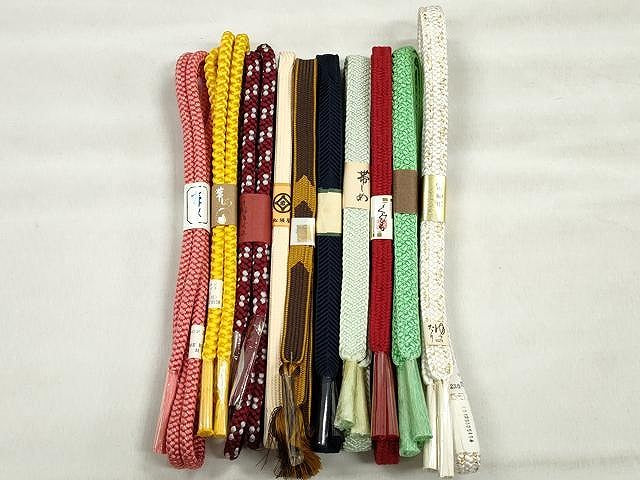 平和屋着物●和装小物　帯締め10本セット　高麗組　笹浪組　礼装用　長尺　金糸　松坂屋扱い　逸品　未使用　CABK4856qe
