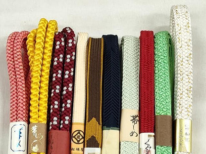 平和屋着物●和装小物　帯締め10本セット　高麗組　笹浪組　礼装用　長尺　金糸　松坂屋扱い　逸品　未使用　CABK4856qe