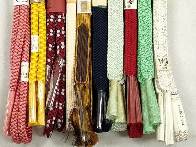 平和屋着物●和装小物　帯締め10本セット　高麗組　笹浪組　礼装用　長尺　金糸　松坂屋扱い　逸品　未使用　CABK4856qe