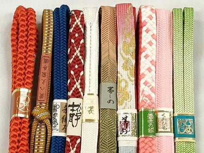 平和屋着物●和装小物　帯締め10本セット　高麗組　角八つ組　黄八丈　礼装用　金銀糸　逸品　未使用　CABK4858qe
