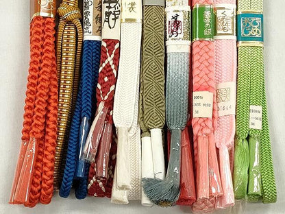 平和屋着物●和装小物　帯締め10本セット　高麗組　角八つ組　黄八丈　礼装用　金銀糸　逸品　未使用　CABK4858qe