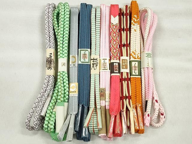 平和屋着物●和装小物　帯締め10本セット　冠組　鎌倉組　御岳組　金糸　逸品　未使用　CABK4861qe