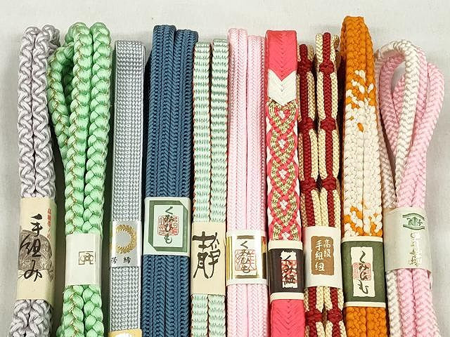 平和屋着物●和装小物　帯締め10本セット　冠組　鎌倉組　御岳組　金糸　逸品　未使用　CABK4861qe