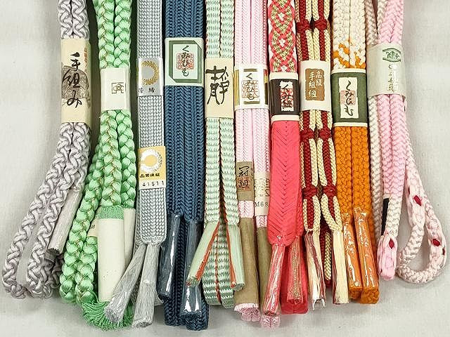 平和屋着物●和装小物　帯締め10本セット　冠組　鎌倉組　御岳組　金糸　逸品　未使用　CABK4861qe