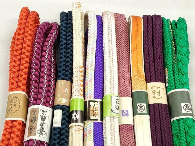 平和屋着物●和装小物　帯締め10本セット　冠組　笹浪組　大和組　金糸　近鉄百貨店・高島屋扱い　逸品　未使用　CABK4862qe