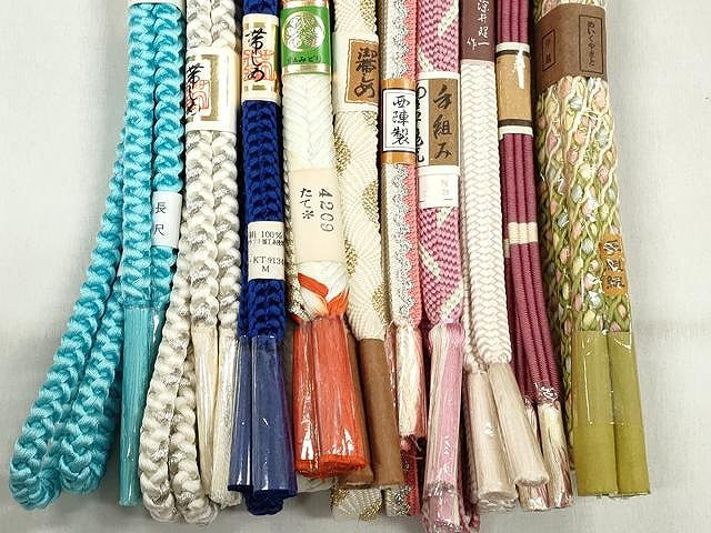 平和屋着物●和装小物　帯締め10本セット　西陣　唐組　大和組　礼装用　長尺　めいくやまと　金銀糸　逸品　未使用　CABK4864qe