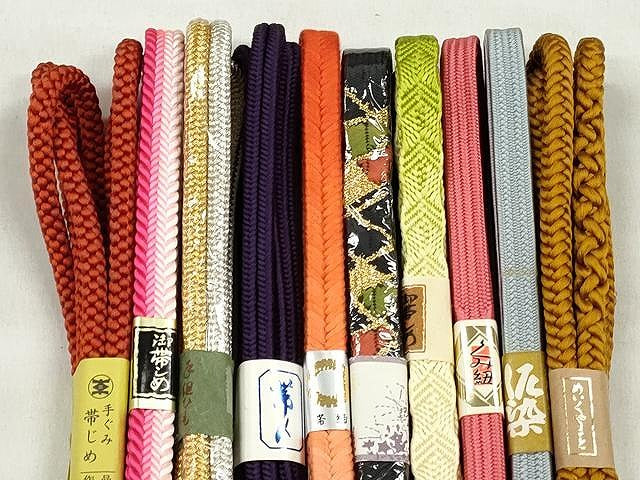 平和屋着物●和装小物　帯締め10本セット　高麗組　冠組　大和組　角八つ組　礼装用　金銀糸　逸品　未使用　CABK4865qe