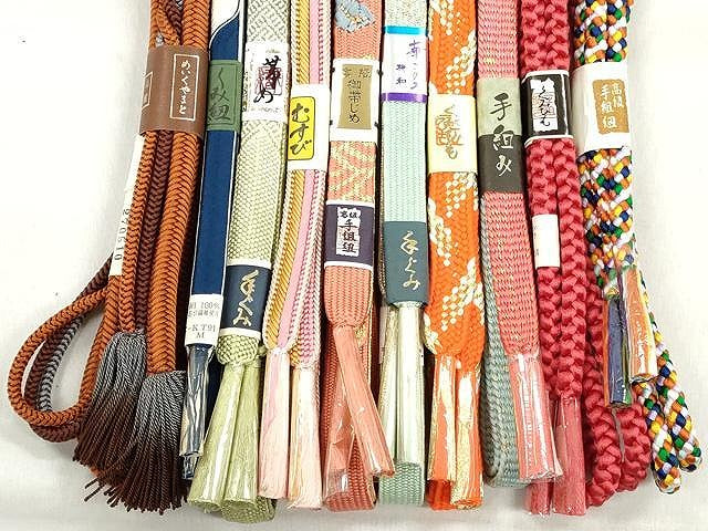 平和屋着物●和装小物　帯締め10本セット　高麗組　平源氏組　角八つ組　めいくやまと　金糸　逸品　未使用　CABK4866qe
