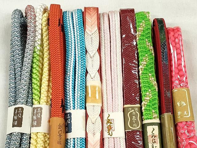 平和屋着物●和装小物　帯締め10本セット　冠組　笹浪組　大和組　金銀糸　逸品　未使用　CABK4867qe