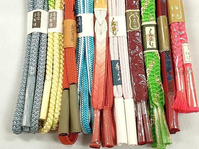 平和屋着物●和装小物　帯締め10本セット　冠組　笹浪組　大和組　金銀糸　逸品　未使用　CABK4867qe
