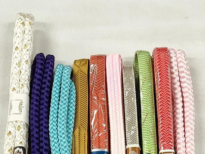 平和屋着物●和装小物　帯締め10本セット　御岳組　笹浪組　金糸　大丸扱い　逸品　未使用　CABK4871qe