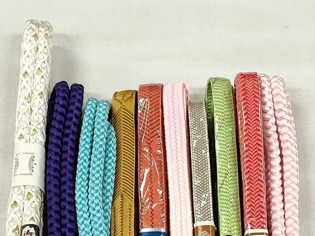 平和屋着物●和装小物　帯締め10本セット　御岳組　笹浪組　金糸　大丸扱い　逸品　未使用　CABK4871qe