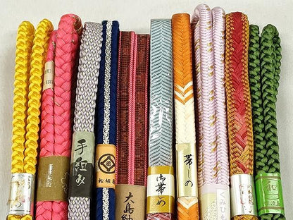 平和屋着物●和装小物　帯締め10本セット　笹浪組　大和組　奈良組　大島紬　金糸　松坂屋扱い　逸品　未使用　CABK4873qe