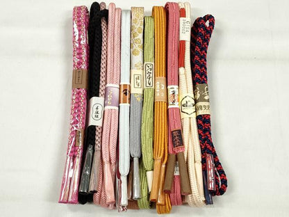 平和屋着物●和装小物　帯締め10本セット　高麗組　大和組　奈良組　変り貝の口組　めいくやまと　金糸　逸品　未使用　CABK4885qe