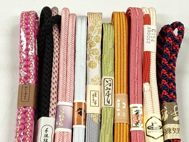 平和屋着物●和装小物　帯締め10本セット　高麗組　大和組　奈良組　変り貝の口組　めいくやまと　金糸　逸品　未使用　CABK4885qe