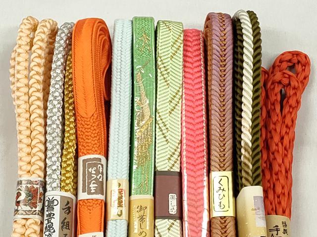 平和屋着物●和装小物　帯締め10本セット　笹浪組　御岳組　大和組　礼装用　金銀糸　逸品　未使用　CABK4887qe