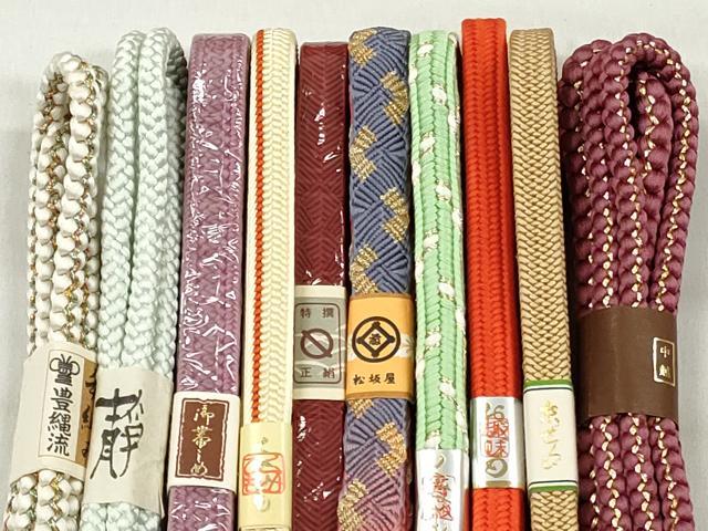 平和屋着物●和装小物　帯締め10本セット　唐組　笹浪組　御岳組　金糸　松坂屋扱い　逸品　未使用　CABK4891qe