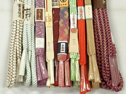 平和屋着物●和装小物　帯締め10本セット　唐組　笹浪組　御岳組　金糸　松坂屋扱い　逸品　未使用　CABK4891qe
