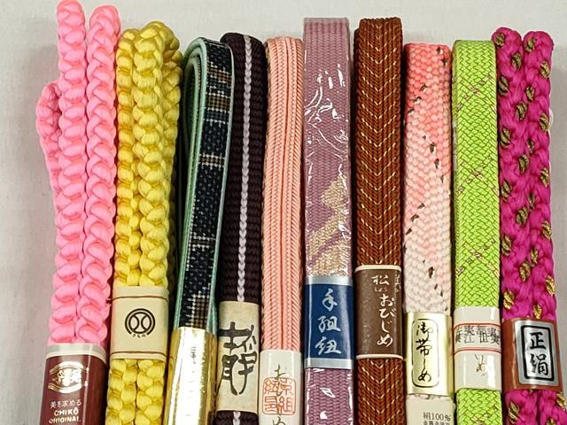 平和屋着物●和装小物　帯締め10本セット　奄美大島紬　高麗組　平源氏組　金糸　逸品　未使用　CABK4899qe