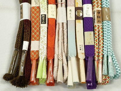 平和屋着物●和装小物　帯締め10本セット　高麗組　鴨川組　金銀糸　逸品　未使用　CABK4904qe