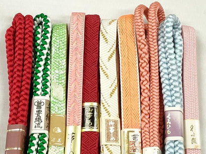 平和屋着物●和装小物　帯締め10本セット　笹浪組　唐組　大和組　角八つ組　礼装用　金糸　逸品　未使用　CABK4907qe