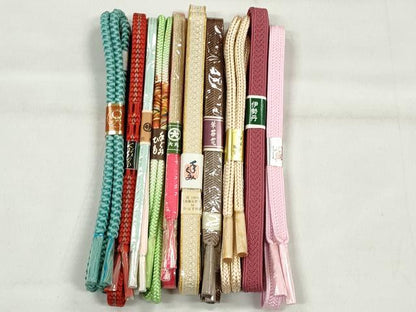 平和屋着物●和装小物　帯締め10本セット　笹浪組　丸源氏組　鴨川組　金糸　伊勢丹・大丸扱い　逸品　未使用　CABK4910qe